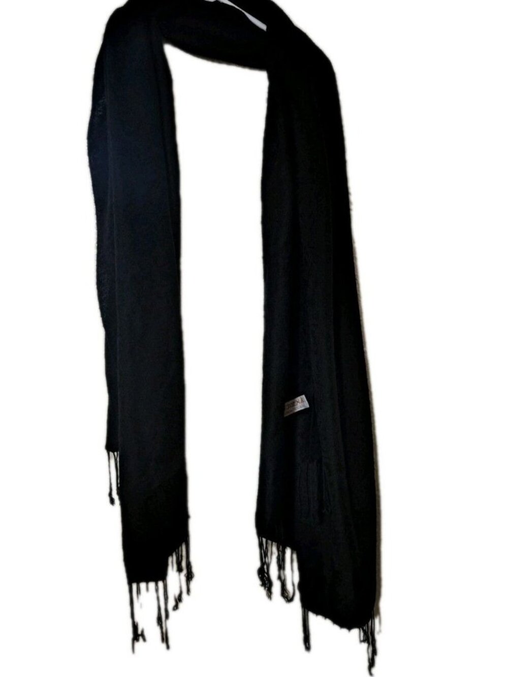 pashmina Black Long Fringe Scarf Wrap